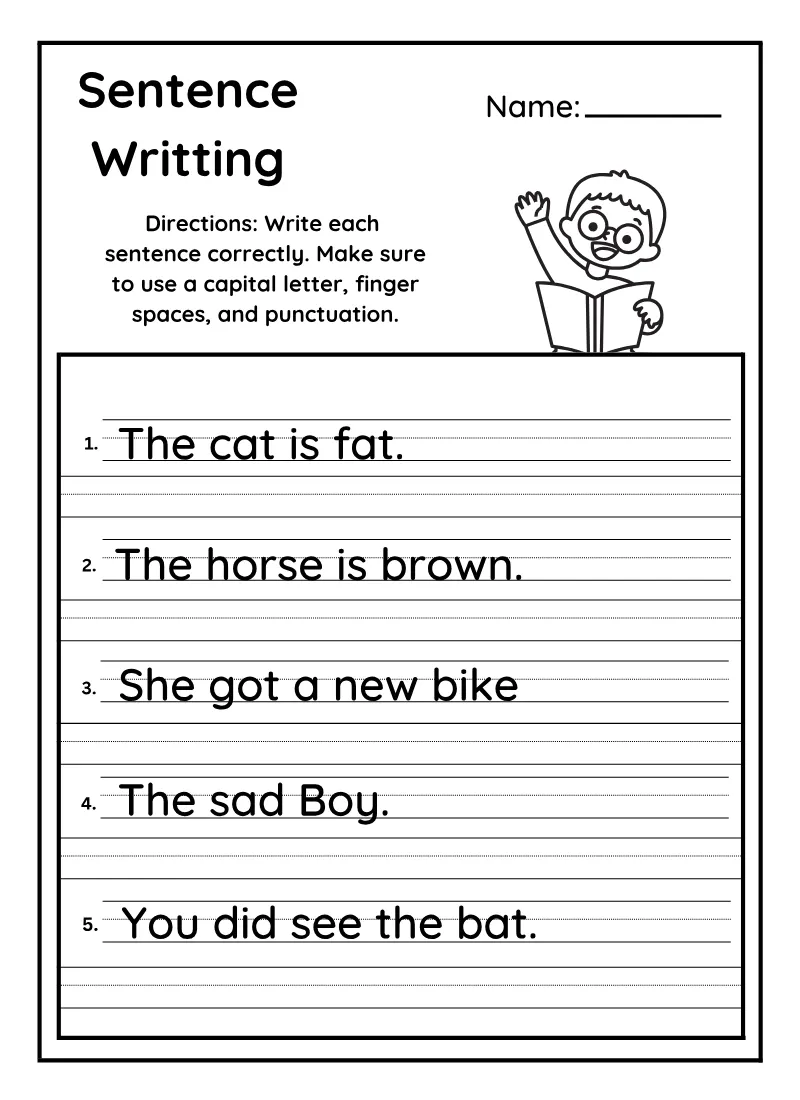 Sentences 03 — printable worksheet preview