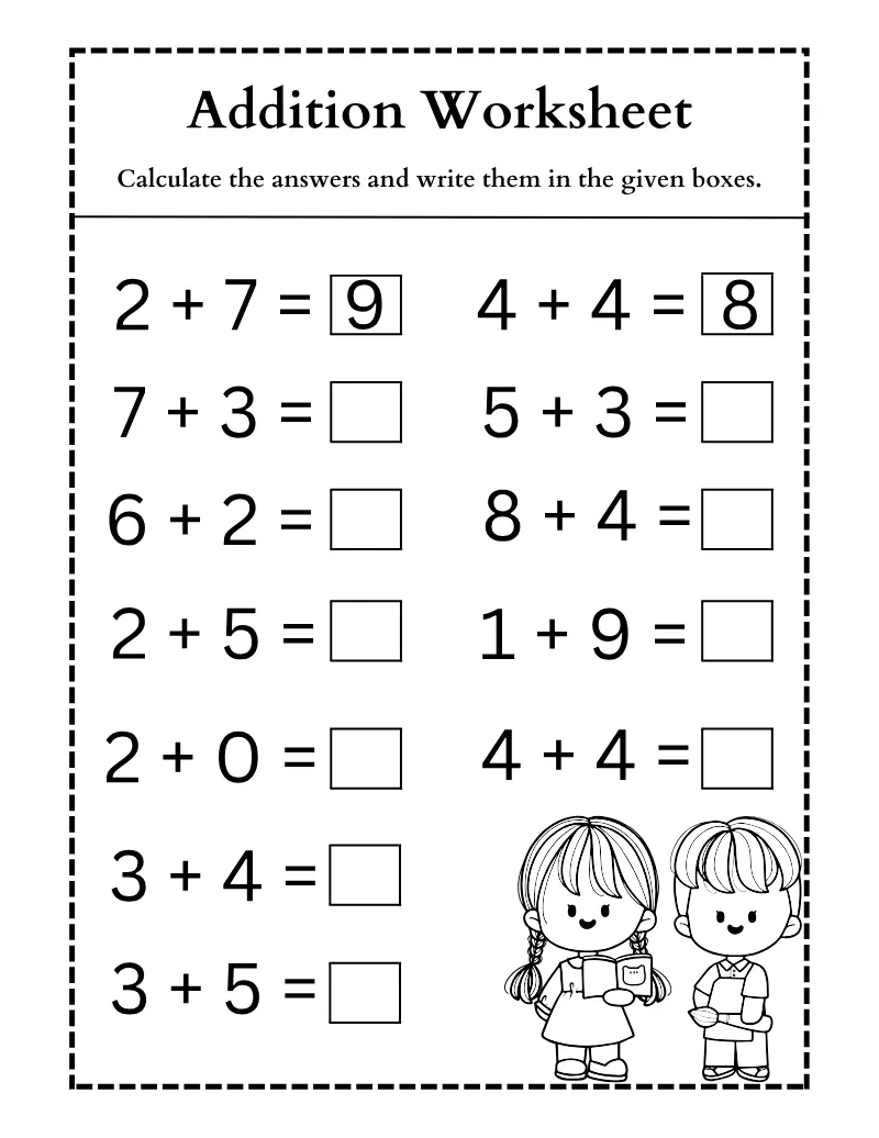 Addition 01 — page 1 of this printable counting & numbers worksheet
