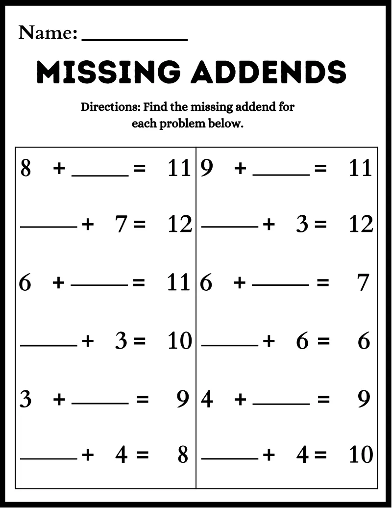 Addition 08 — page 1 of this printable counting & numbers worksheet