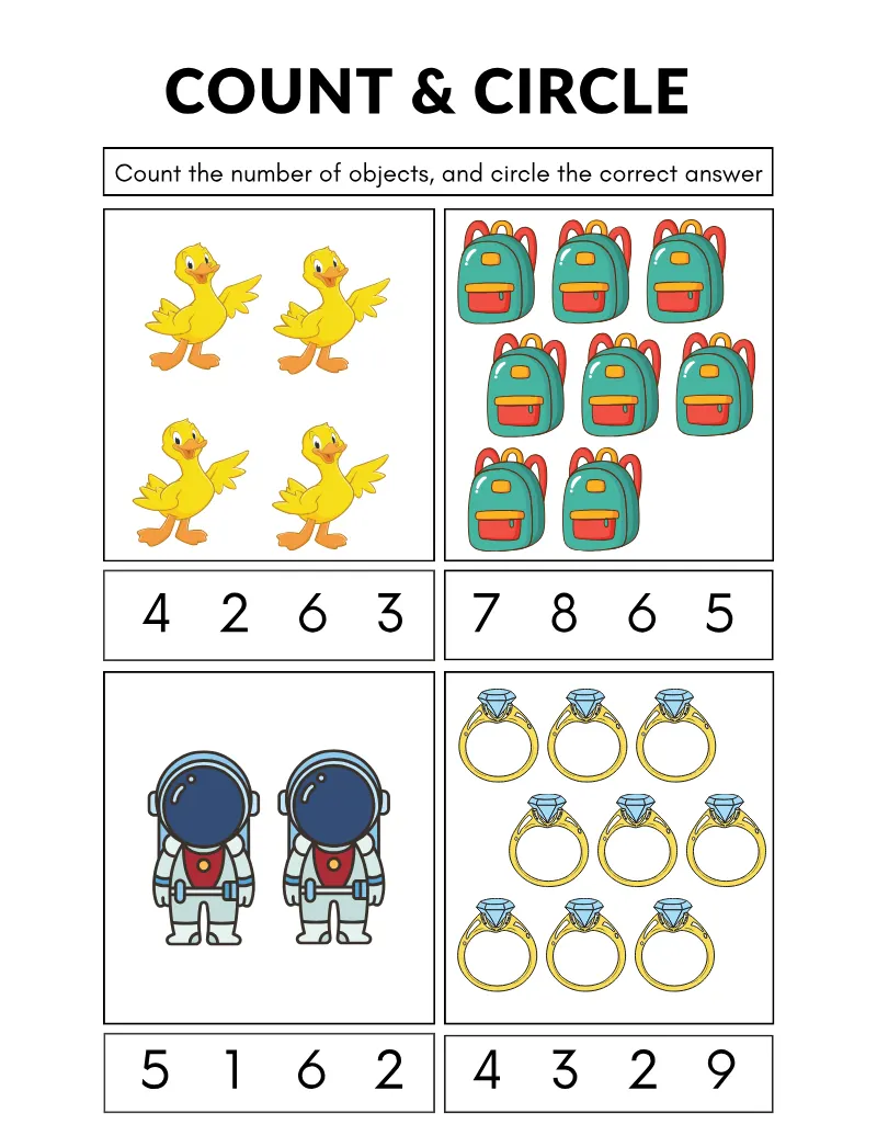 Count & Circle 03 — printable worksheet preview