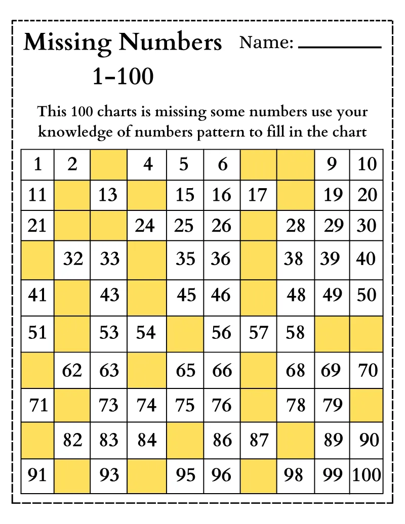 Missing Numbers 02 — page 1 of this printable counting & numbers worksheet