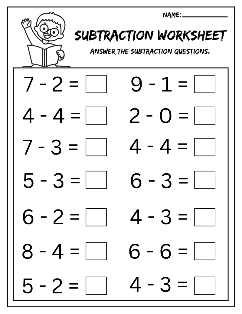 Subtraction 04 — printable worksheet preview