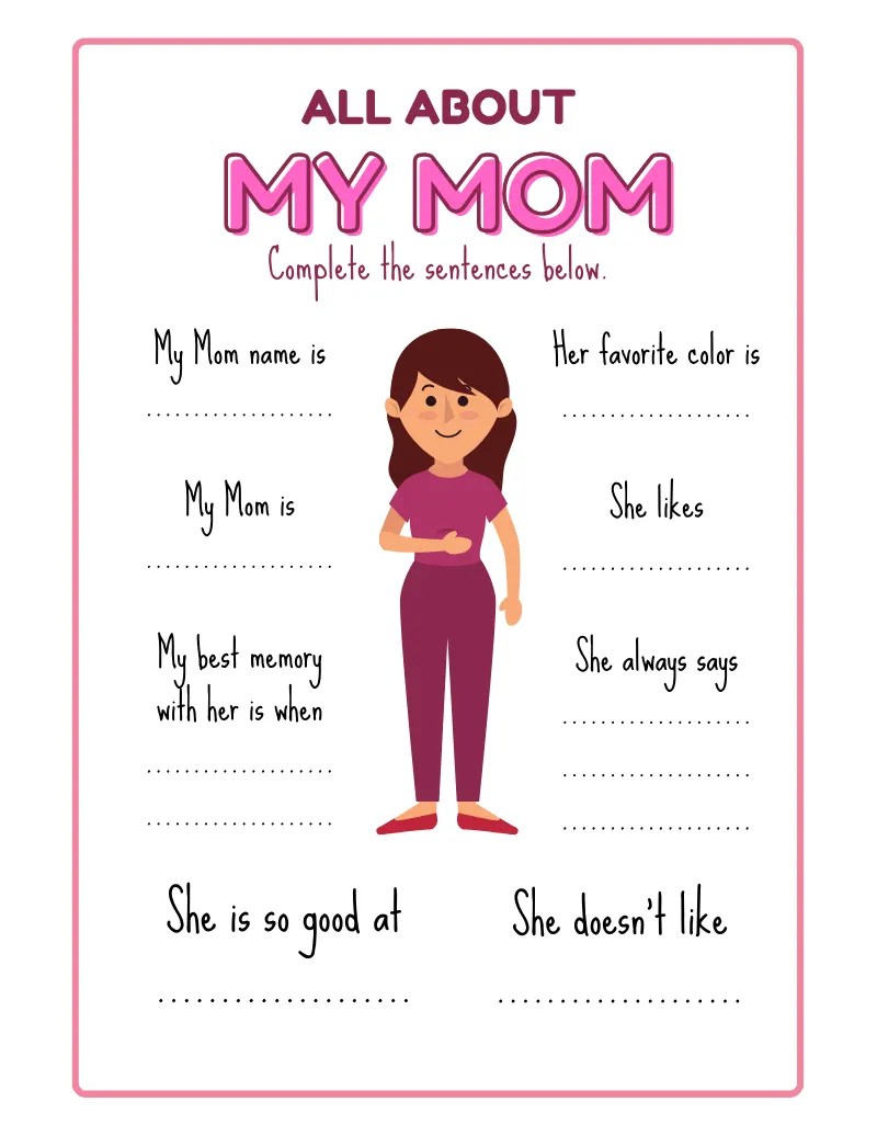 Mother's Day Coloring — printable worksheet preview