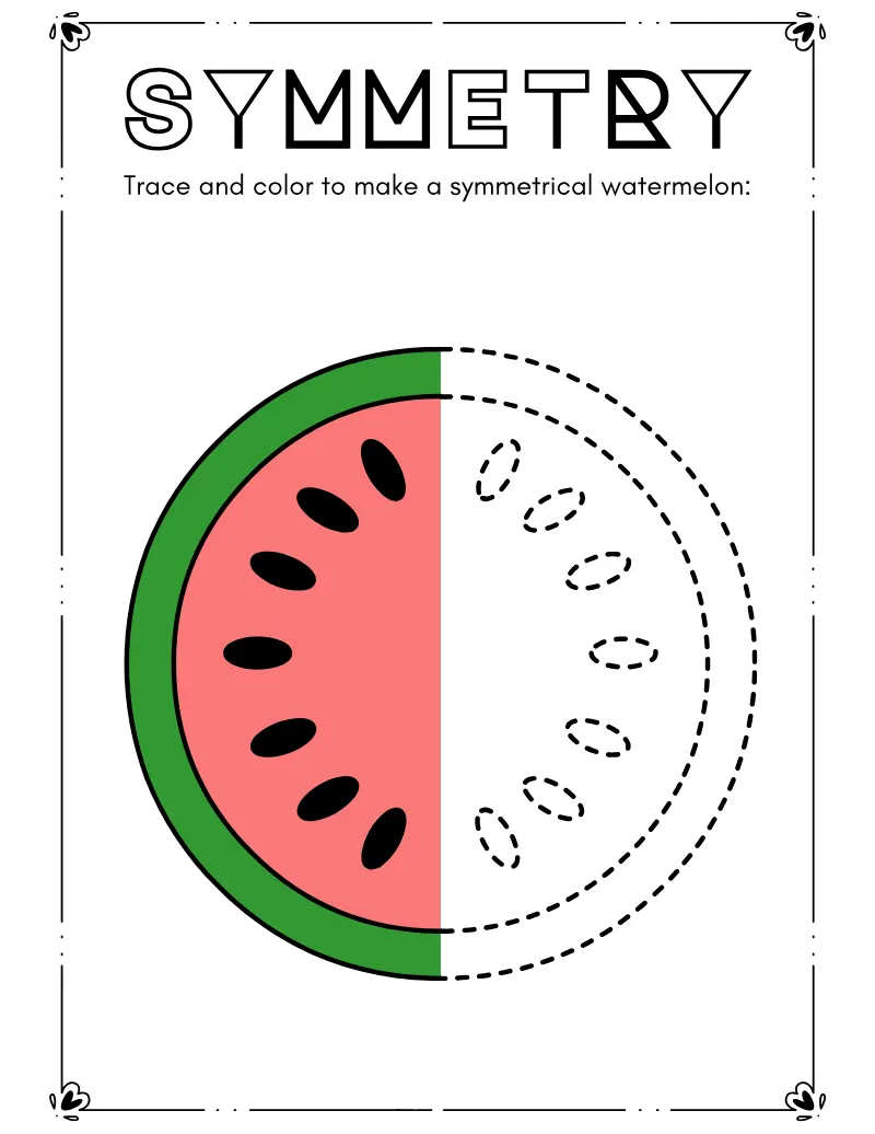 Symmetry — printable worksheet preview