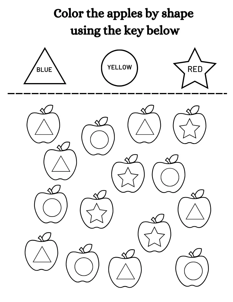 Color the Shape 01 — page 1 of this printable shapes & patterns worksheet