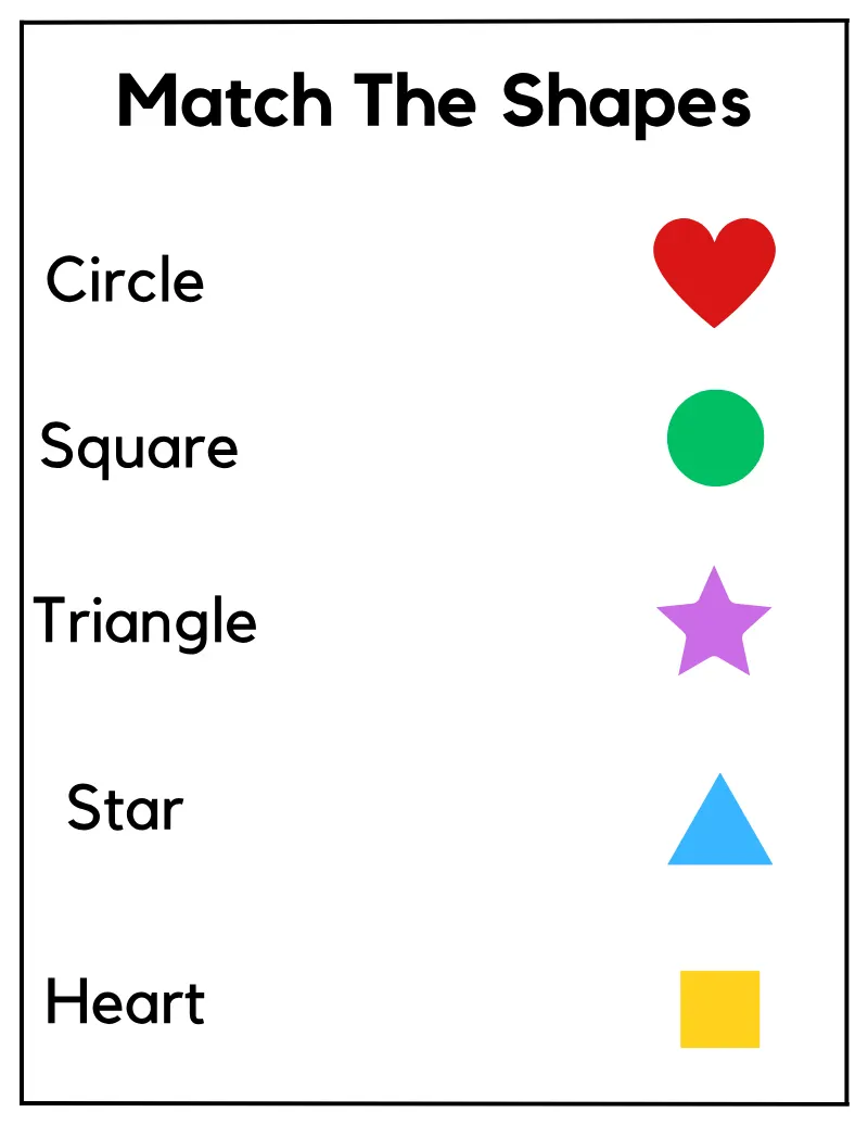 Match Shapes 01 — page 1 of this printable shapes & patterns worksheet