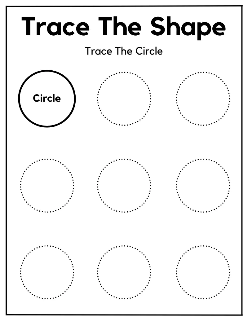 Trace Shape 01 — page 1 of this printable shapes & patterns worksheet
