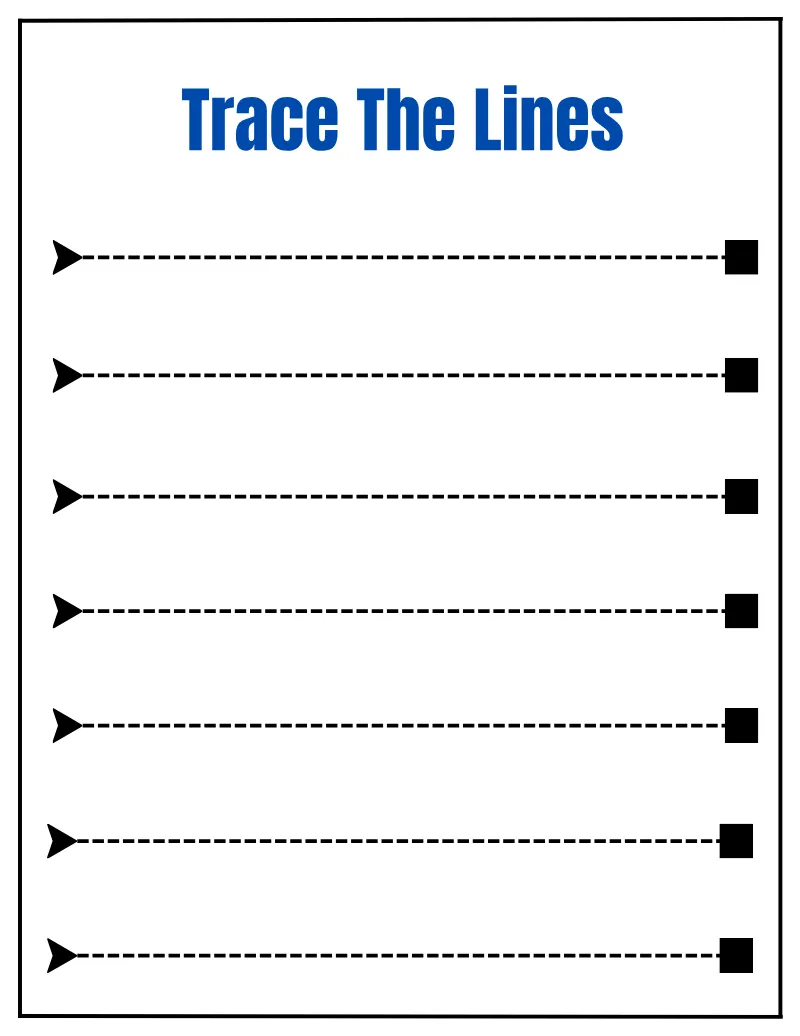 Trace Lines Basic — page 1 of this printable tracing worksheet