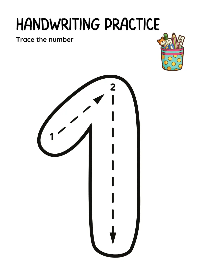 Trace Numbers — page 1 of this printable tracing worksheet