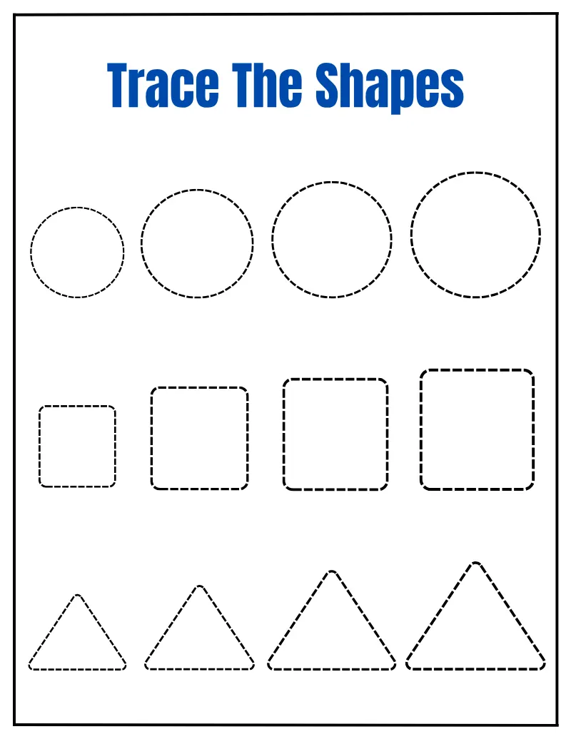 Trace Shapes 01 — page 1 of this printable tracing worksheet